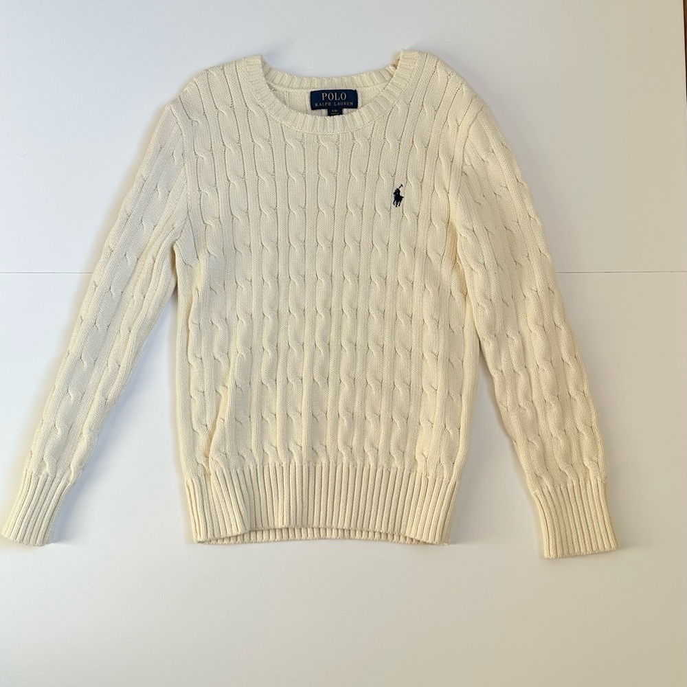 Polo by Ralph Lauren Cream Cable Knit Crewneck Sweater